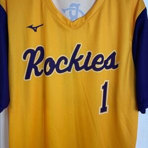Mizuno Rockies Yellow & Purple Baseball Jersey #1 very nice